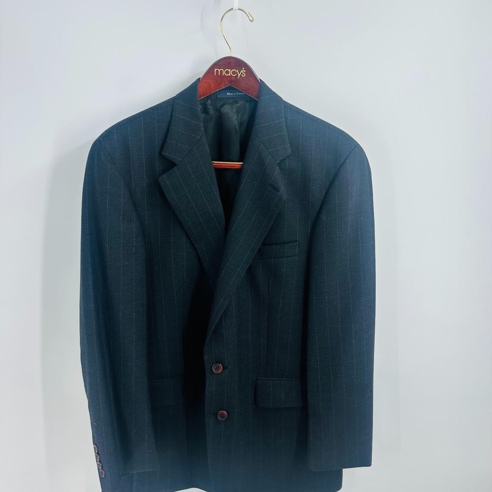Vintage Chaps Ralph Lauren Long Sleeve Pinstripe Single Vent Blazer Blue Size 41